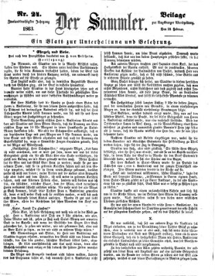 Der Sammler (Augsburger Abendzeitung) Samstag 28. Februar 1863