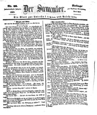 Der Sammler (Augsburger Abendzeitung) Mittwoch 8. April 1863