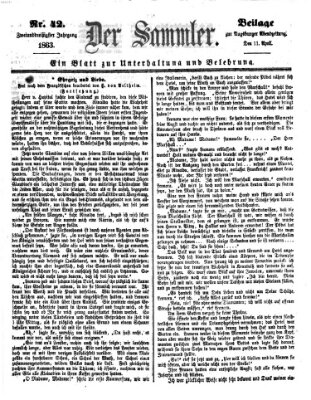 Der Sammler (Augsburger Abendzeitung) Samstag 11. April 1863