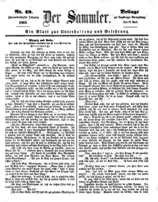 Der Sammler (Augsburger Abendzeitung) Dienstag 28. April 1863