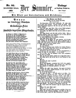 Der Sammler (Augsburger Abendzeitung) Donnerstag 6. August 1863