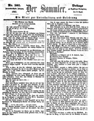 Der Sammler (Augsburger Abendzeitung) Samstag 29. August 1863