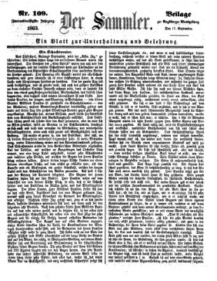 Der Sammler (Augsburger Abendzeitung) Donnerstag 17. September 1863