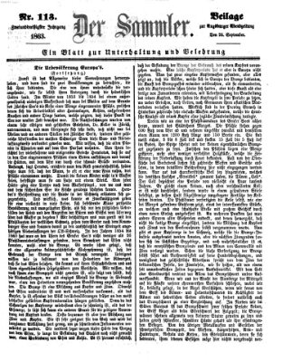 Der Sammler (Augsburger Abendzeitung) Samstag 26. September 1863