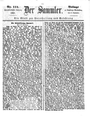 Der Sammler (Augsburger Abendzeitung) Mittwoch 30. September 1863