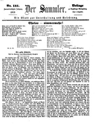 Der Sammler (Augsburger Abendzeitung) Samstag 5. Dezember 1863