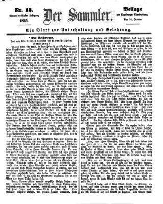 Der Sammler (Augsburger Abendzeitung) Dienstag 31. Januar 1865