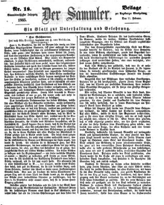 Der Sammler (Augsburger Abendzeitung) Samstag 11. Februar 1865