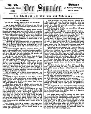 Der Sammler (Augsburger Abendzeitung) Donnerstag 16. Februar 1865