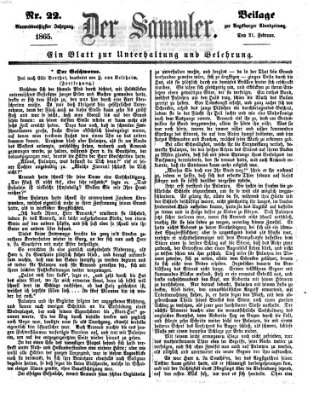 Der Sammler (Augsburger Abendzeitung) Dienstag 21. Februar 1865