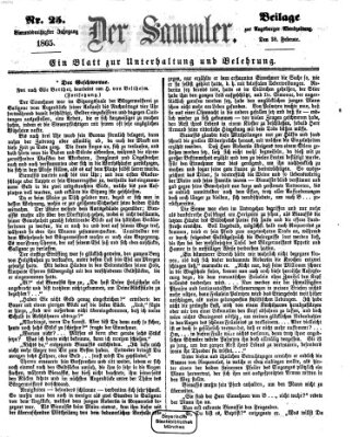 Der Sammler (Augsburger Abendzeitung) Dienstag 28. Februar 1865