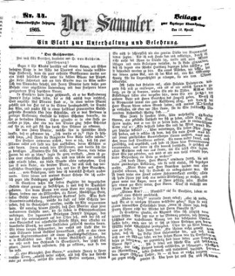 Der Sammler (Augsburger Abendzeitung) Donnerstag 13. April 1865