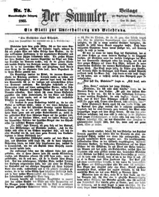 Der Sammler (Augsburger Abendzeitung) Mittwoch 28. Juni 1865