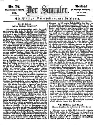 Der Sammler (Augsburger Abendzeitung) Donnerstag 29. Juni 1865