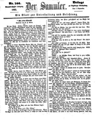 Der Sammler (Augsburger Abendzeitung) Donnerstag 7. September 1865