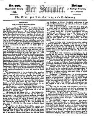 Der Sammler (Augsburger Abendzeitung) Donnerstag 14. September 1865