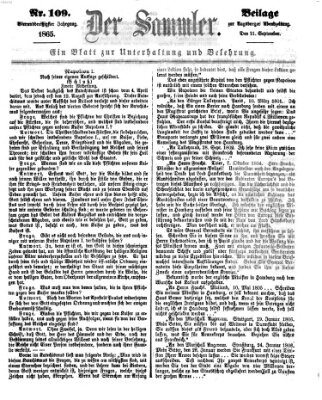 Der Sammler (Augsburger Abendzeitung) Donnerstag 21. September 1865