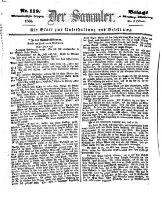 Der Sammler (Augsburger Abendzeitung) Donnerstag 12. Oktober 1865