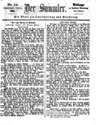 Der Sammler (Augsburger Abendzeitung) Donnerstag 8. Februar 1866