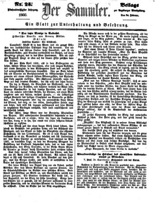 Der Sammler (Augsburger Abendzeitung) Samstag 24. Februar 1866