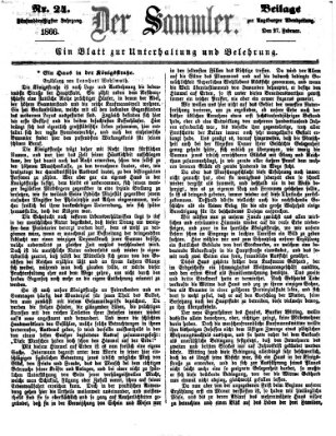 Der Sammler (Augsburger Abendzeitung) Dienstag 27. Februar 1866