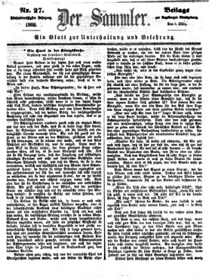 Der Sammler (Augsburger Abendzeitung) Dienstag 6. März 1866