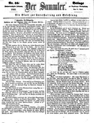 Der Sammler (Augsburger Abendzeitung) Samstag 21. April 1866