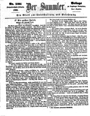 Der Sammler (Augsburger Abendzeitung) Samstag 1. Dezember 1866