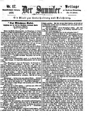 Der Sammler (Augsburger Abendzeitung) Samstag 19. Februar 1870