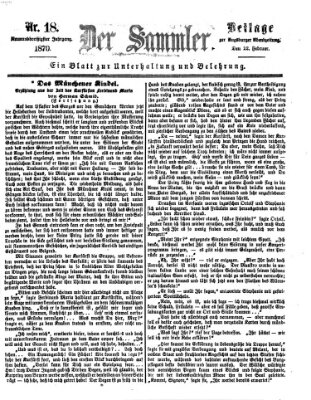 Der Sammler (Augsburger Abendzeitung) Dienstag 22. Februar 1870