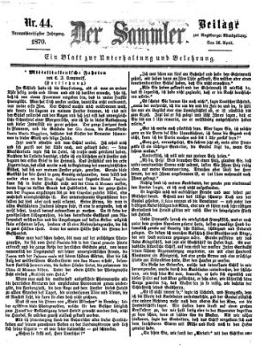 Der Sammler (Augsburger Abendzeitung) Dienstag 26. April 1870