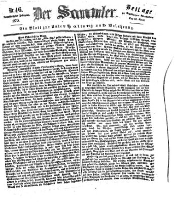 Der Sammler (Augsburger Abendzeitung) Samstag 30. April 1870