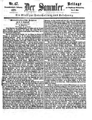 Der Sammler (Augsburger Abendzeitung) Dienstag 3. Mai 1870