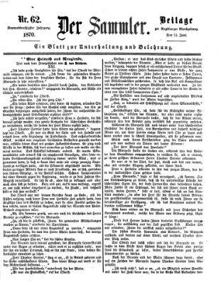 Der Sammler (Augsburger Abendzeitung) Samstag 11. Juni 1870