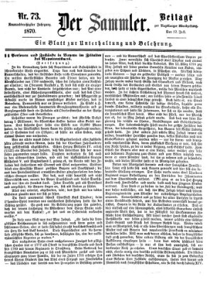 Der Sammler (Augsburger Abendzeitung) Dienstag 12. Juli 1870