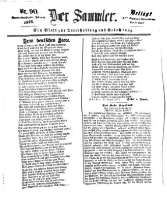 Der Sammler (Augsburger Abendzeitung) Dienstag 23. August 1870