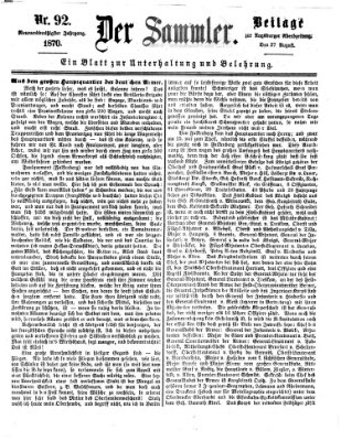 Der Sammler (Augsburger Abendzeitung) Samstag 27. August 1870