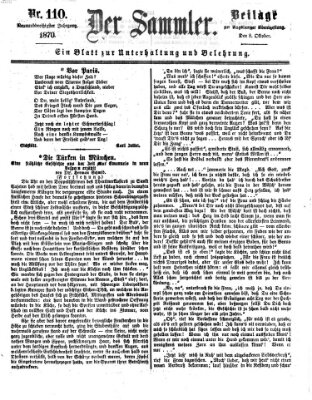 Der Sammler (Augsburger Abendzeitung) Samstag 8. Oktober 1870