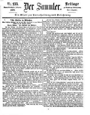 Der Sammler (Augsburger Abendzeitung) Donnerstag 1. Dezember 1870