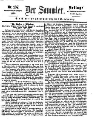 Der Sammler (Augsburger Abendzeitung) Samstag 10. Dezember 1870