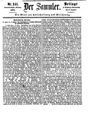 Der Sammler (Augsburger Abendzeitung) Dienstag 20. Dezember 1870