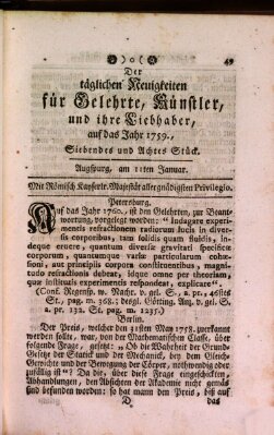 Täglicher Neuigkeiten für Gelehrte, Künstler und ihre Liebhaber Donnerstag 11. Januar 1759