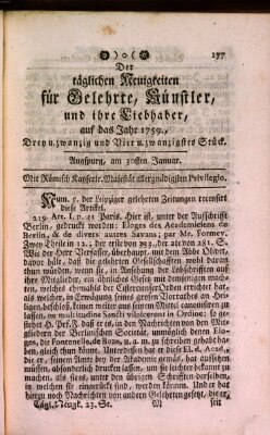 Täglicher Neuigkeiten für Gelehrte, Künstler und ihre Liebhaber Dienstag 30. Januar 1759