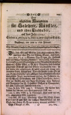 Täglicher Neuigkeiten für Gelehrte, Künstler und ihre Liebhaber Montag 5. Februar 1759