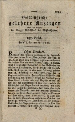 Göttingische gelehrte Anzeigen (Göttingische Zeitungen von gelehrten Sachen) Montag 6. Dezember 1802