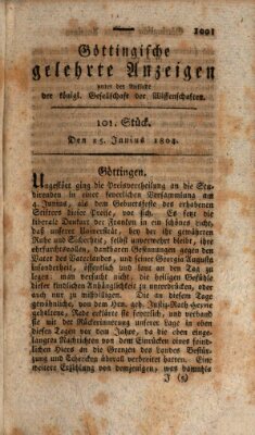 Göttingische gelehrte Anzeigen (Göttingische Zeitungen von gelehrten Sachen) Montag 25. Juni 1804