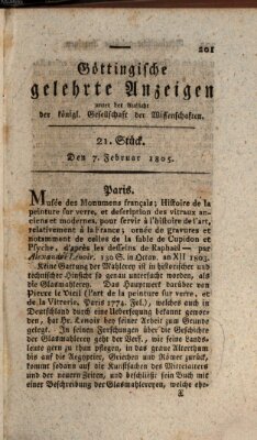 Göttingische gelehrte Anzeigen (Göttingische Zeitungen von gelehrten Sachen) Donnerstag 7. Februar 1805