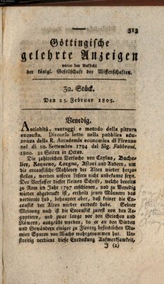 Göttingische gelehrte Anzeigen (Göttingische Zeitungen von gelehrten Sachen) Montag 25. Februar 1805