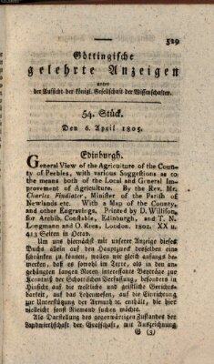 Göttingische gelehrte Anzeigen (Göttingische Zeitungen von gelehrten Sachen) Samstag 6. April 1805