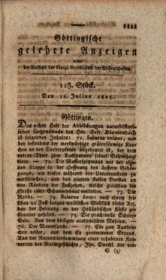 Göttingische gelehrte Anzeigen (Göttingische Zeitungen von gelehrten Sachen) Donnerstag 18. Juli 1805